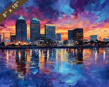 Jacksonville skyline oil painting 8x10 Print