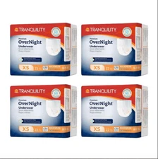 Tranquility Premium OverNight Disposable Underwear XS, 88 Total Ct. (4 x 22 Ct)