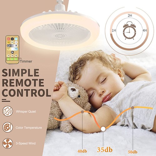 Modern Led Ceiling Fan with Light E27 Adjustable Bedroom Living Room Fan Lamp - Picture 3 of 14