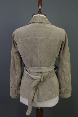 WEEKEND MAX MARA PRENDA Brown Suede Leather Pocket Button Jacket Size 8 - Picture 12 of 24