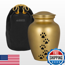 Trupoint Memorials Small Pet Urn for Dogs and Cats Ashes, Paws Print Gold Cremat