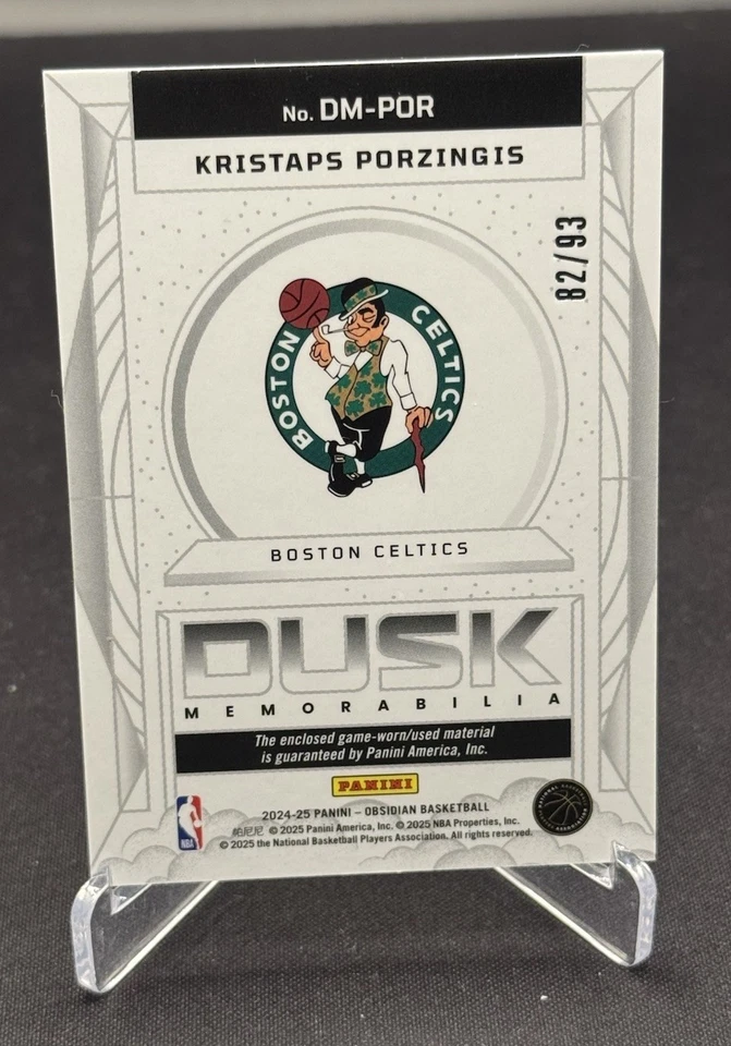 Kristaps Porzingus 2024-25 Obsidian /93 Dusk Memorabilia Game Worn Used Patch - image 3 of 4
