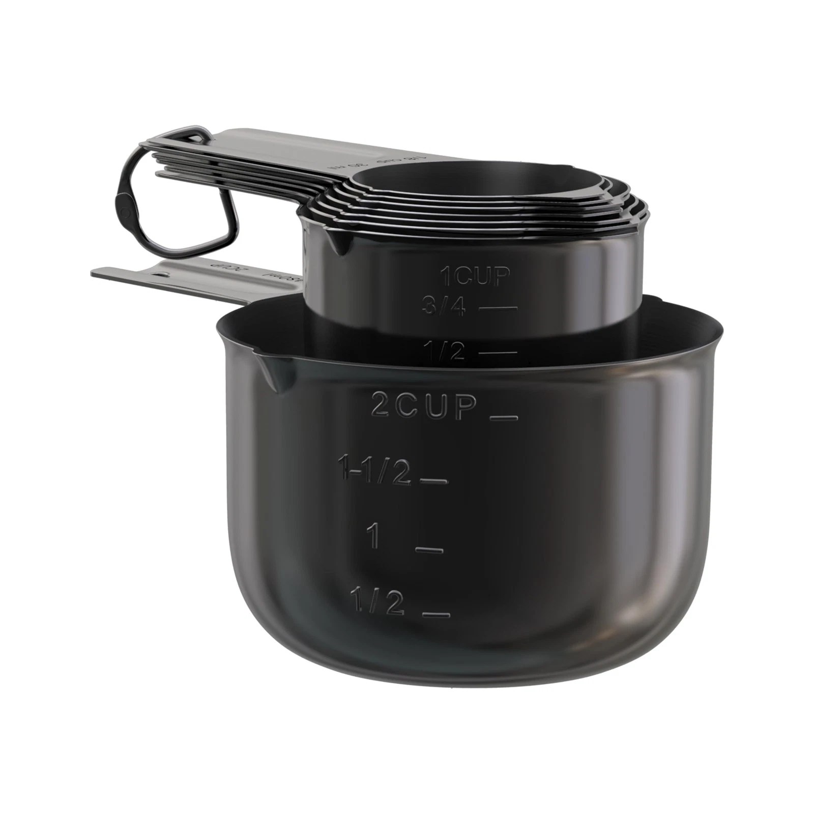 Measuring Cup Set, 8 Piece – Includes 2 Cup, Black Finish, Stainless Steel, A...
