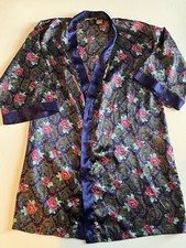 VTG Gold Label Victoria's Secret Robe Kimono Purpl Paisley Floral M Missing Belt