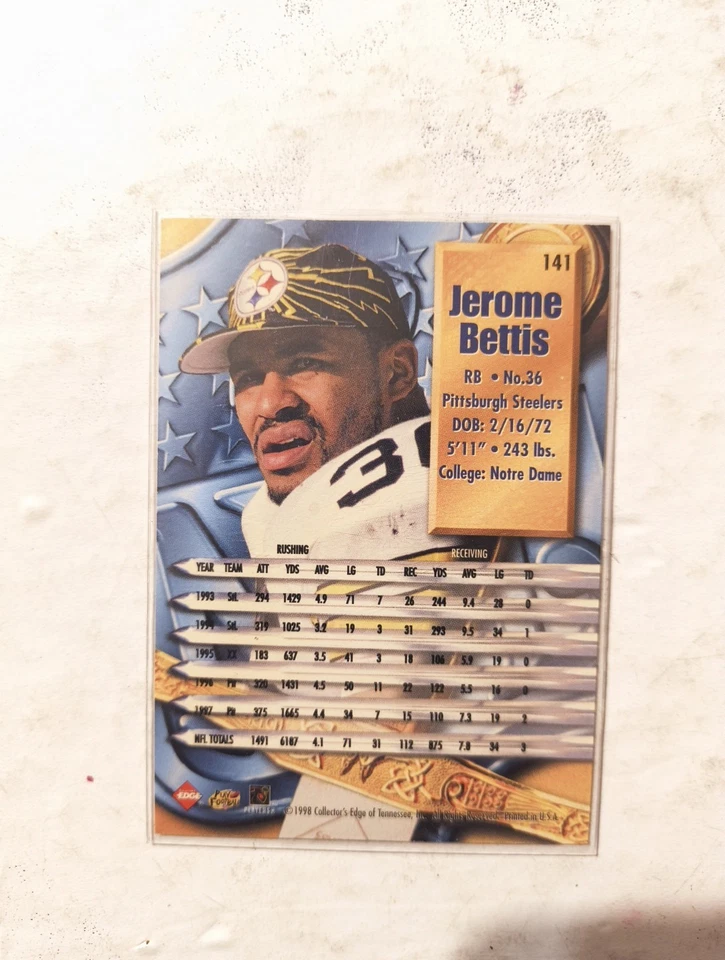 1998 Collector's Edge Supreme Season Review - Jerome Bettis #141 - Image 2 of 2
