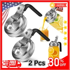Mason Jar Pour Spout Lid Stainless Steel with Handle, Wide Mouth Pour Spout Flip