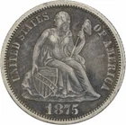 1875 Liberty Seated Silver Dime Choice EF Uncertified #947