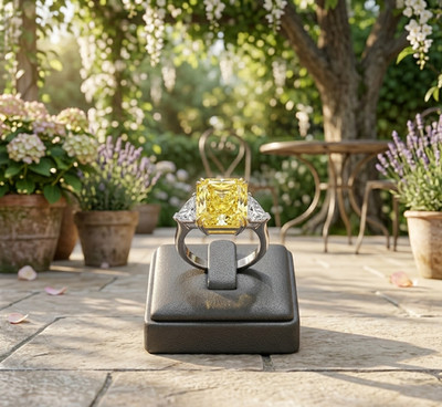 6.30 Ct Radiant Natural Yellow Sapphire Diamond Wedding Ring 14k White Gold Sz 7