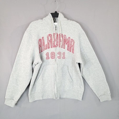 Soffe Men's  Large Gray Red Alabama 1831 Full Zip Hoodie Jacket Cotton Blend - product listing photo