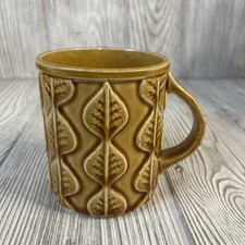 VTG Flora Stoneware Mug Brown Leaf Design Japan Stamped Ceramic Coffee Cup