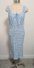 LOFT Blue Yellow White Floral Dress Size 6 Dainty Feminine Romantic Babydoll