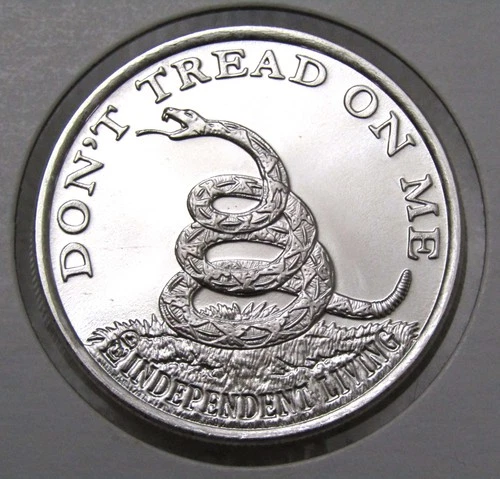 Independent Living Don't Tread Boston Tea Party 1 Troy oz .999 Fine Silver Round