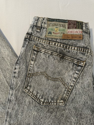 #ad Vintage Jordache No Exit Acid Wash Jeans Mens 34x32 Gray Patches $51.75