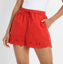 NEW Future Collective Women's Eyelet Pull On Shorts Red Size Large