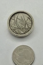 Victorian Aesthetic Movement Bird on Tree Branch Butterfly Silver Fronted Brooch