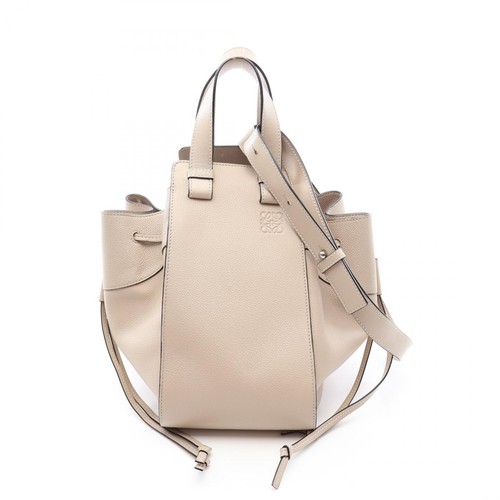 LOEWE Hammock Drawstring Shoulder Handbag leather Beige Used Women