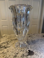 Stunning Heavy Crystal Faceted Vase - 14 Tall...
