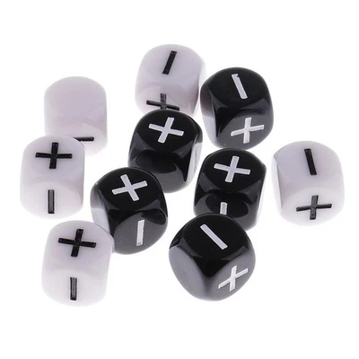 10Pcs Plastic 6-sided D6 Dice Toy Minus Plus for Party Bar Game Props 1.6cm - Bild 1 von 3