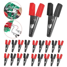 40Pcs Electrical Test Clamps Metal Alligator Clips with Red & Black Handle Bulk