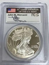 2000 P Silver Eagle PCGS PR69 DCAM  John Mercanti Signature