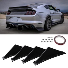 For Ford Mustang Rear Bumper Diffuser 4 Shark Fin Spoiler Lip Splitter Glossy