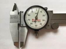 NEW Starrett 120A-6 Dial Caliper, Stainless Steel, White Face, 0-6" Range 