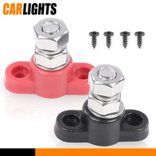 Red & Black Junction Block Power Post Set Insulated Terminal Stud 3/8" Stainless