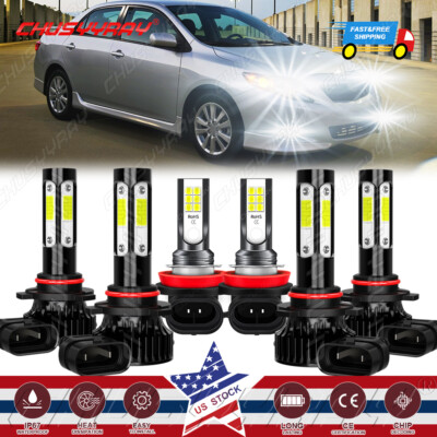 For Toyota Corolla 2009-2014 2015 2016 6x LED Headlight High Low Fog Light Bulbs