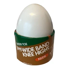 Vintage New in Egg Leggs Nude Wide Band Knee Highs NOS 2 x Pairs