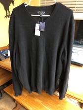 NEW MENS CLUB ROOM DEEP BLACK DROP NEEDLE KNIT V-NECK SWEATER SIZE 2XL