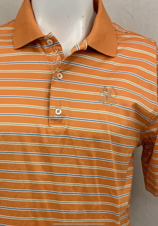 Bob O’Link Bobby Jones Golf Shirt M Orange Stripe Cotton Mint YGI P1-611 - Image 3 of 4