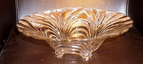 Vintage Elegant Cambridge Clear Caprice Glass 13" Four Footed Salad Console Bowl - Picture 3 of 9