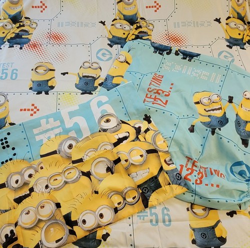 DESPICABLE ME Minions 3 PIECE Twin SHEET SET Flat FITTED Pillowcase & 9.5" PLUSH - Picture 7 of 20