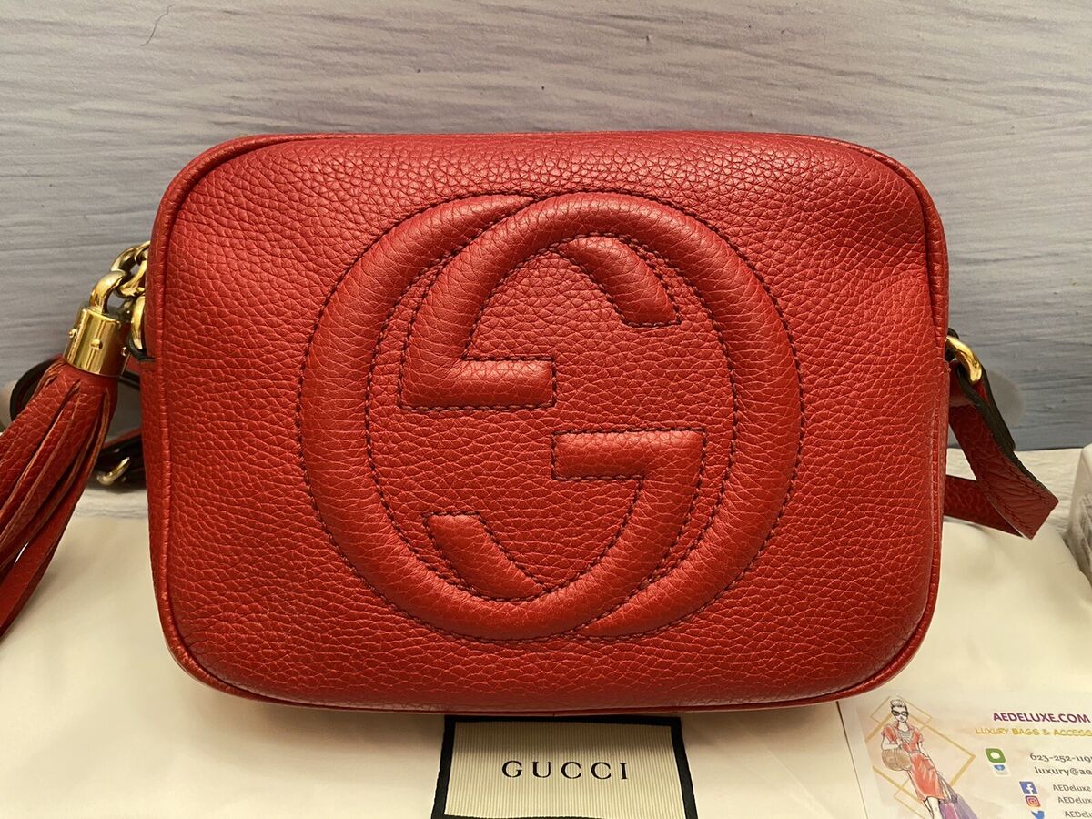 🌸 GUCCI Soho Disco Red Leather Crossbody Purse (0290) + 🌸 GUCCI Soho Disco Red Leather Crossbody Purse (0290) +