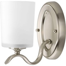 Progress Lighting 1-Light Brushed Nickel Etched Glass Bathroom Wall Sconce