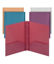 Multicolor Pocket Folders With Prongs, 5 Pack, Plastic