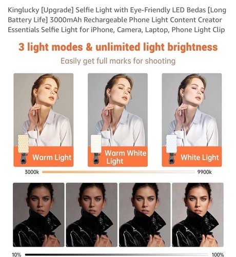 4.7 Inch LED High Power Rechargeable Clip Fill Video Conference Light - Picture 3 of 11
