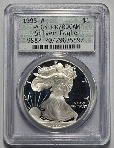 1995-W PROOF AMERICAN SILVER EAGLE DOILY PCGS PR70DCAM Certified Coin