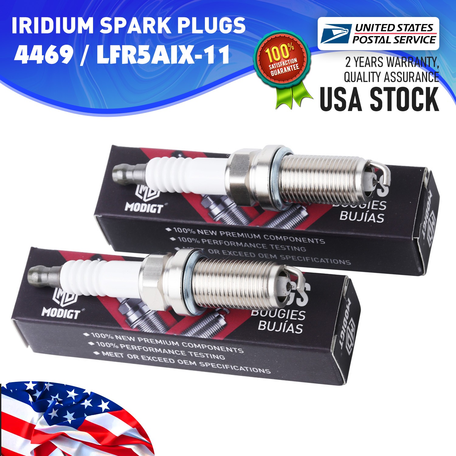 New 4PCS MODIGT For NGK 4469 / LFRSAIX-11 High Performance Iridium Spark Plugs