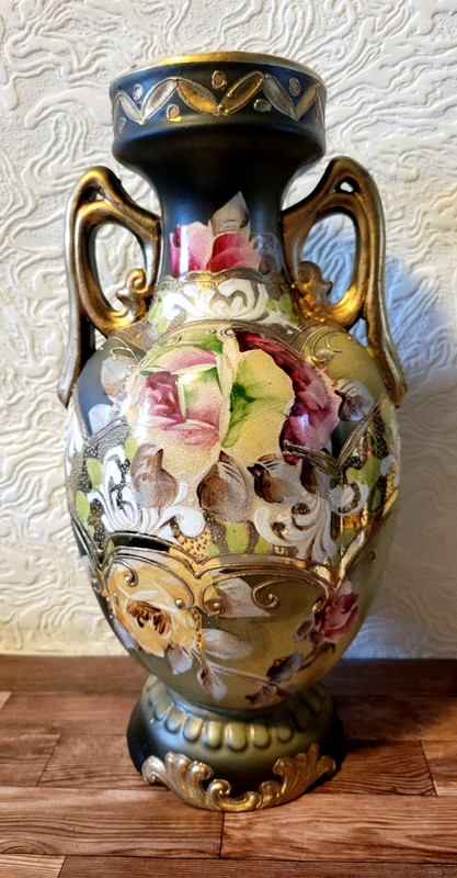 Antique Japanese Nippon Double Handle Porcelain Vase