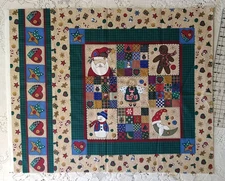 Cranston Homespun Holiday Fabric Panel Wall Hanging Pillow 18x22 Primitive Santa