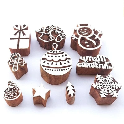 ROYAL KRAFT Weihnachten Hölzern Block Drucken Stempel (Set von 10) Bulk01_10D