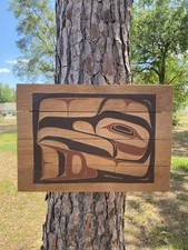 Northwest Coast Large Cedar Raven Panel
