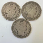 Lot of 3 Coin US Half Dollar 50c Barber 1905P 1906S 1907P Circulated