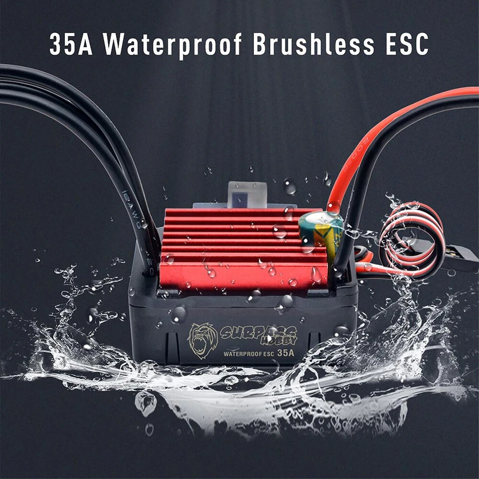 SURPASSHOBBY 2845 4370KV Brushless Motor 35A ESC for Traxxas HSP 1/12 RC Car - Image 3 of 4