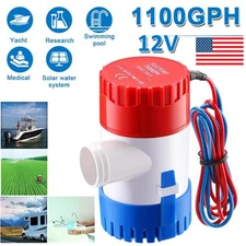 1100GPH 12V Electric Bilge Sump Water Pump For Boat Marine Submersible 1" Hose