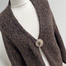 Ischiko Brown Knit Cardigan Alpaca Merino Wool  Size 10 Oversized Button