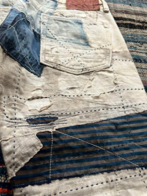 KAPITAL BORO PATCHWORK DENIM PANTS MEN COLOR WHITE MATERIAL KAPITAL BORO PATCHWORK DENIM PANTS MEN COLOR WHITE MATERIAL
