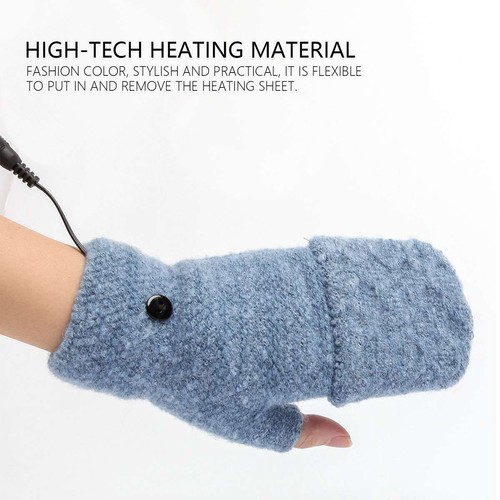 Winter Electric Mitten Heated Gloves Full & Half Finger Warmer USB Rechargeable - Picture 7 of 16