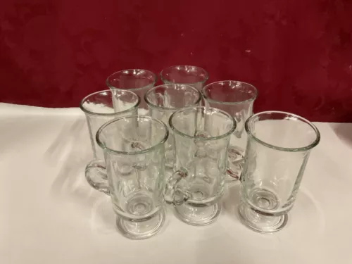 8 Clear Glass Irish Mugs by Anchor Hocking